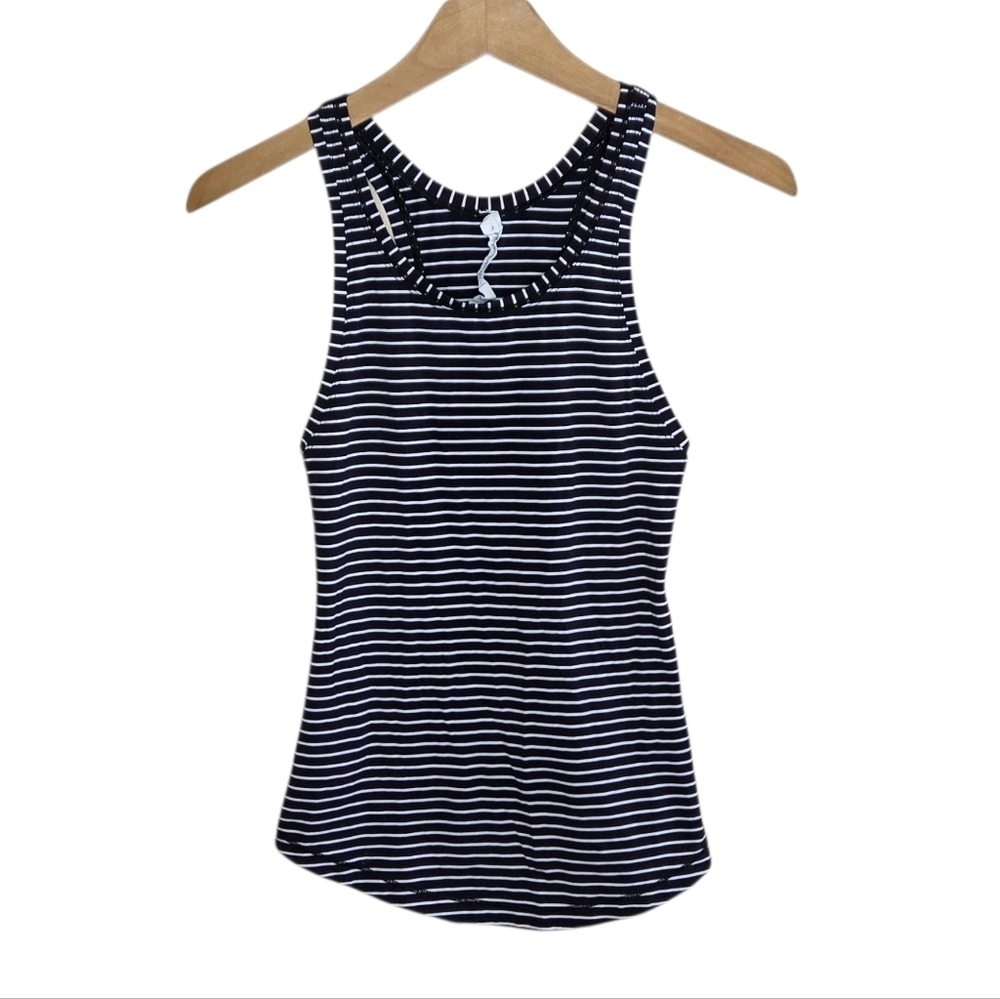 Lululemon | Think Fast Black White Striped Racerback Tank Top Size 2